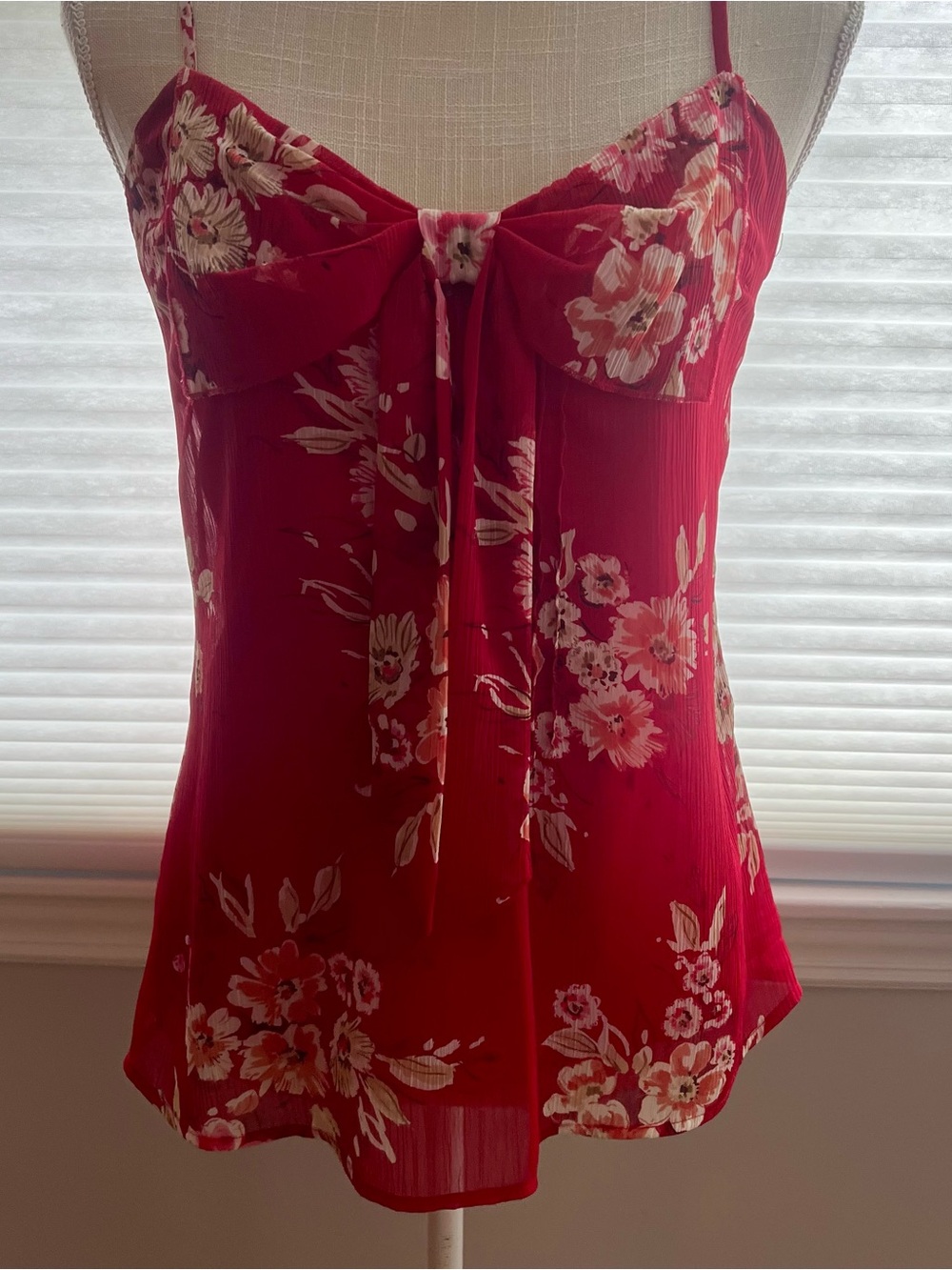 Rampage Red Floral Tie-Front Spaghetti Strap Camisole